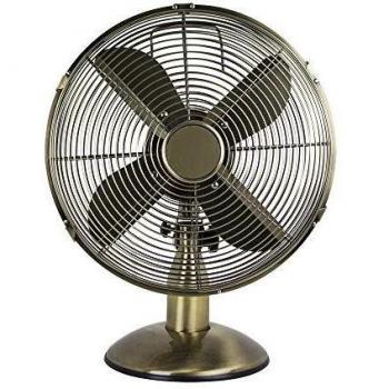 Status S12ADESKFAN1PKB 12 Antique Brass Oscillating Table Fan