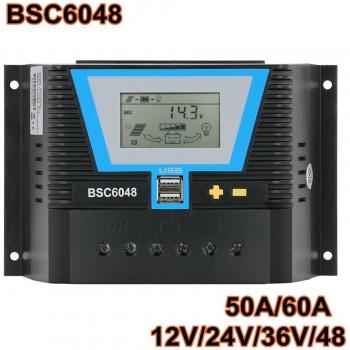 Contrôleur PWM solaire 80A – 12/24/36/48 V, écran rétro‑éclairé, chargeur universel et USB