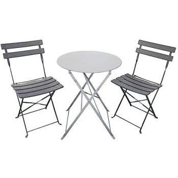 Set: HTI‑Living Cavo Essgruppe – Tisch & 2 Stühle, grau