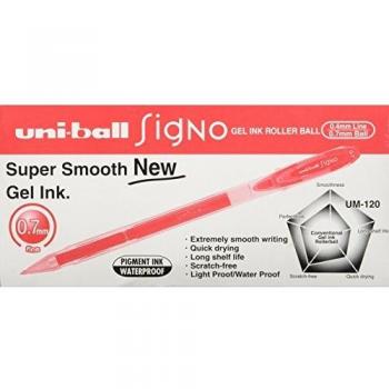 Uni-ball Signo UM-120 Gel Rollerball Pen 0.7mm Tip Red Pack 12
