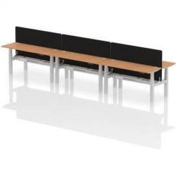 Air 1450 x 600mm Height Adjustable 6 Person Bench Desk with Cable Ports