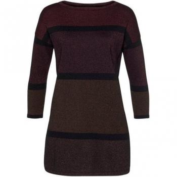 Laura Scott Longpullover (Gr. 40) – Rot/Beere gestreift, feiner Glanz, Damen, aus nachhaltigem Stoff