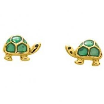 Boucles d'oreilles en or 18 carats tortue pour enfants