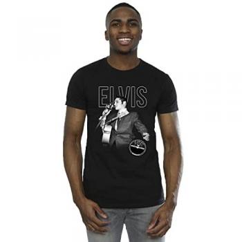Vêtement T‑shirt noir 3XL : portrait Elvis + logo pour hommes