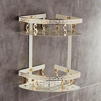 Gold and White Carved Bath Shelf