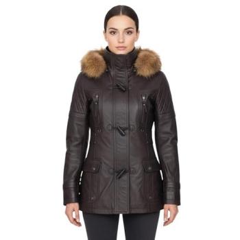 Infinity Leather Duchess Brown Lamb Quilled Parka