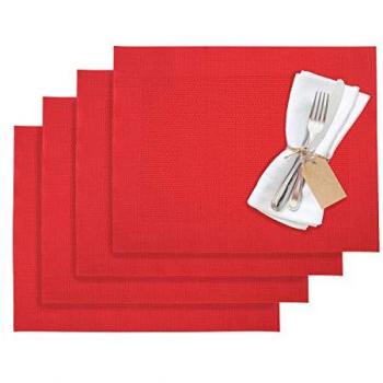 Set di Tovagliette in Materiale Sintetico Rosso, 4 Pezzi, 32 x 42 cm