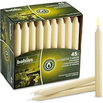 Bolsius Long Burning Bistro Candle in Ivory, 7, Cream (Pack of 45)