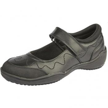 Scarpa Roamers Girl Classica pelle chiusura a tocco 4 UK nero