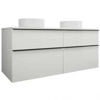 Lavabo Eqio Burgbad: encimera cerámica redonda, mueble de 1400 mm con 4 cajones