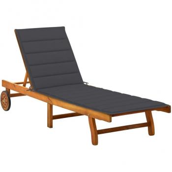 Garden Sun Lounger with Cushion in Acacia Wood