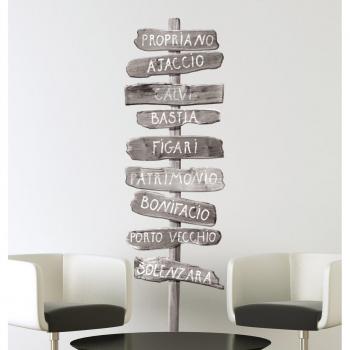 Sticker Photo Réaliste Plage, Panneau Directionnel Gris, 50 cm x 171 cm