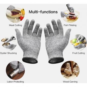 Guantes de cocina anticortes GMG, 5 unidades, color gris