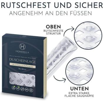 Badematte 53 × 53 cm, rutschfest, schimmelresistent – Homerella