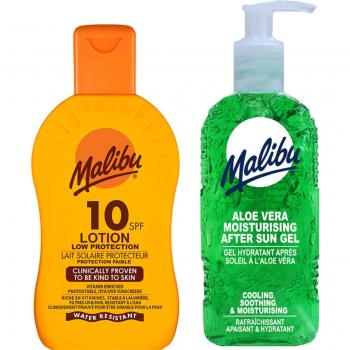 Malibu SPF10 Hydraterende Balm 200 ml + Aloe Glow Gel 200 ml