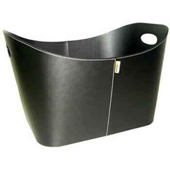 Aduro Baseline Holzkorb schwarz aus Lederimitat