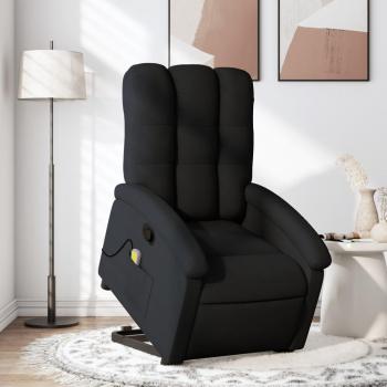 VidaXL Massagesessel mit Aufstehhilfe und Liegefunktion, Schwarz Stoff