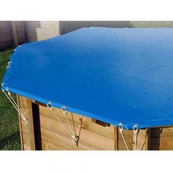 Bâche d'hivernage et de protection pour piscine bois SunWater Ubbink Ø 3,60 x 1,20 m avec oeillets et sangles