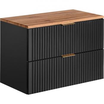Mueble Compacto para Lavabo 80 cm con Superficie Adriel Negra y Madera