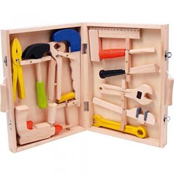 Boîte à outils pour enfants en bois naturel