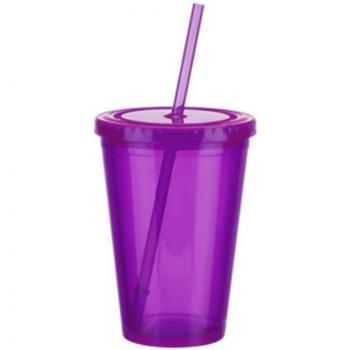 680ml Plastic Iced Drink Mug with Straw