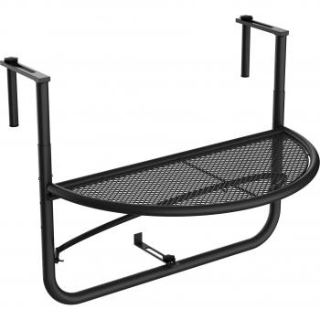Mesa Semicircular Colgante para Balcón 60x45x50 cm Metal Gris