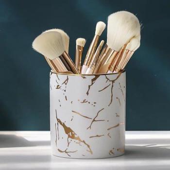 Elegant Marble Cosmetic Brush Container