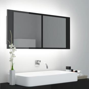 LED‑Spiegel mit Glanzschwarzer Oberfläche – 100x12x45 cm