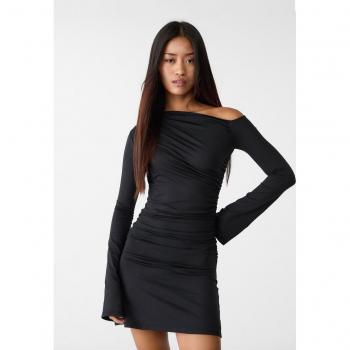 Stradivarius Elegantes asymmetrisches Kleid Schwarz M
