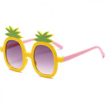 Gafas de sol redondas para niña con diseño de piña, protección UV