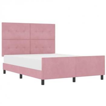 Cama 140x190 con Cabecera en Terciopelo Rosa – Vidaxl