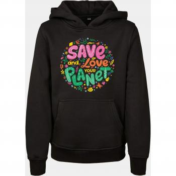 Felpa Con Cappuccio Save And Love Mister Tee Nera 110-116 cm