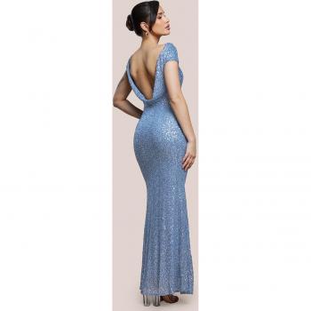 Cowl Back Sequin Maxi