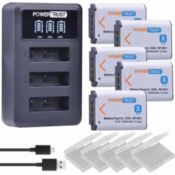 5 Batteries NP-BX1 1600mAh + Station de Charge USB