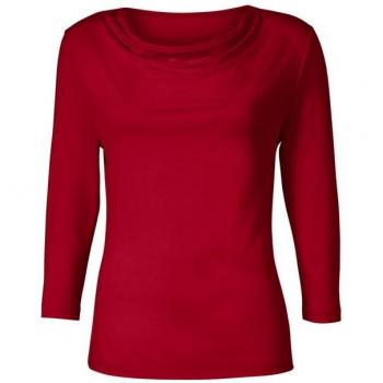 T-shirt femme col bénitier 3/4 rouge
