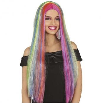 Peluca Larga Multicolor para Carnaval