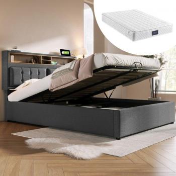 Letto Matrimoniale con Funzione Ricarica, Vano e Giroletto per Bambini