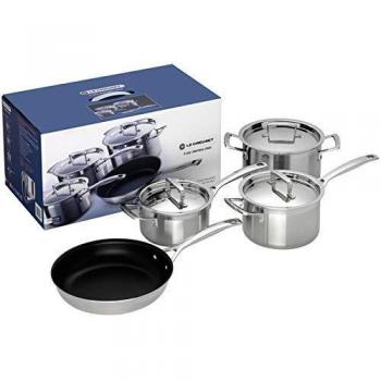 Le Creuset 4-Piece Set of 3-Ply Stainless Steel Cookware