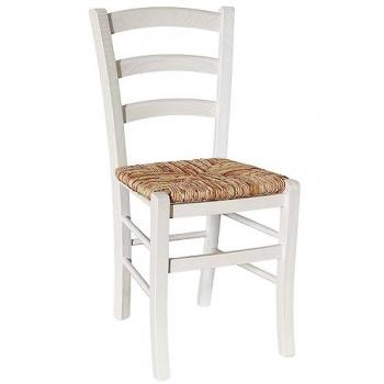 Silla Venezia de Haya Blanca con Asiento de Paja Natural