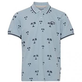 Blend Herren Poloshirt Regular Fit Palmenmuster Blau Größe S