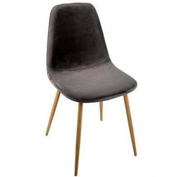 Silla de Terciopelo Gris Roka para Comedor