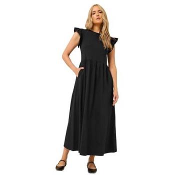 Robe Midi Frill 100% Coton Noir Taille 48 Tall