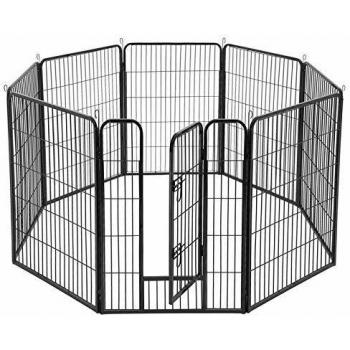 Jaula para Mascotas de 8 Paneles, 77x100 cm, Color Negro