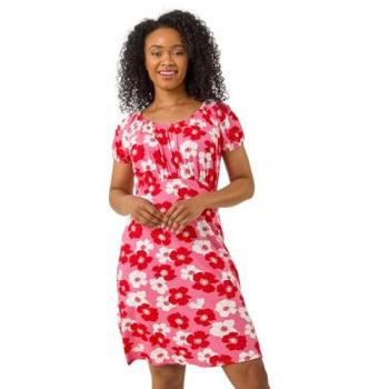 Women's Roman Petite Floral Stretch Dress – Pink, 16