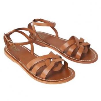 Jaleesa Wide‑Fit Leather Woven Footwear – Tan, Size 8