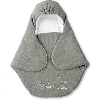 Sternenlicht Wolle-Inschlagdecke „Waldis“, 75 × 90 cm, grau – Für Neugeborene