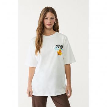 XL Stradivarius Heavy Cotton Duckling Top – White
