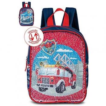 Fabrizio Rucksack für Kinder 3‑6 Jahre – Blau & Rot mit Wendepailletten
