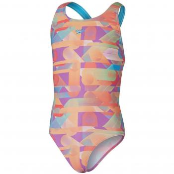 Speedo Digital All‑Over Leaderback Swimsuit – Siren Red (7–8 Years)