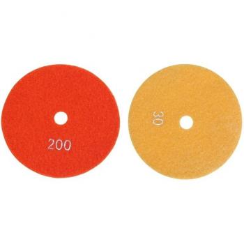 5 Inch Wet Polishing Pads for Marble and Granite, Grits 30 & 200 (2 Pieces)